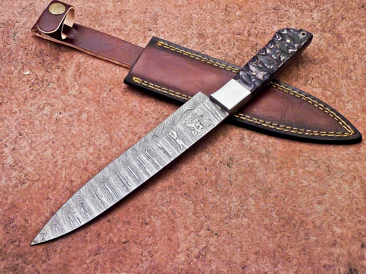 12" Professional Chef Knife Damascus Blade Kitchen Knife – Wood Handle with Sheath