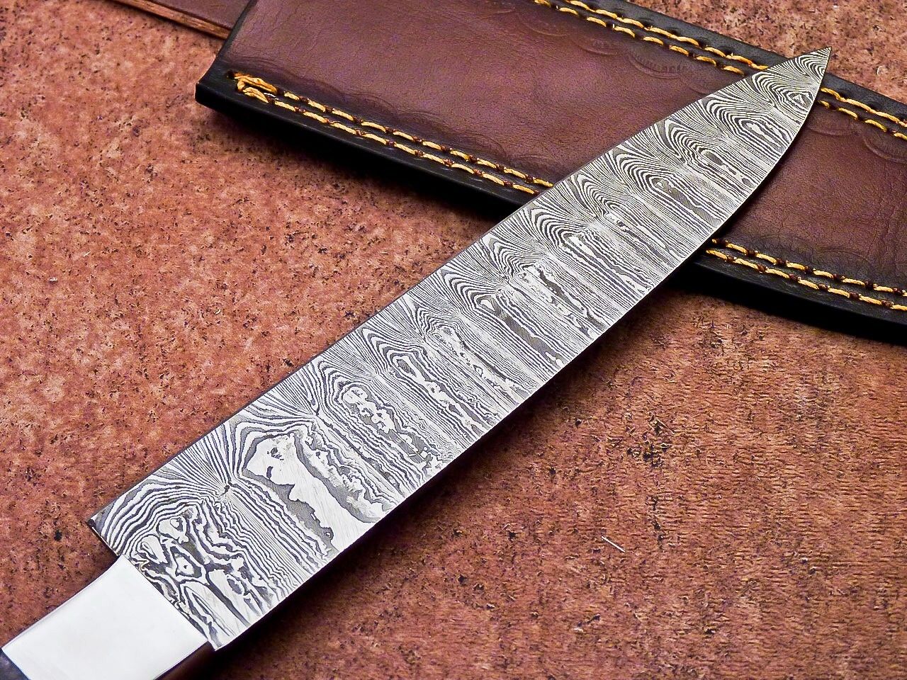 12" Professional Chef Knife Damascus Blade Kitchen Knife – Wood Handle with Sheath