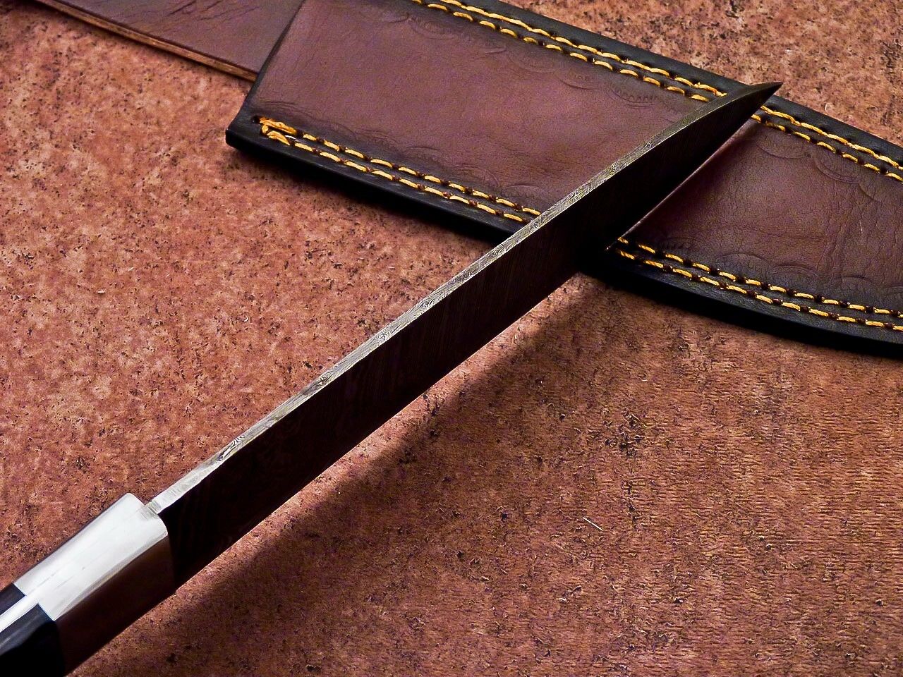 12" Professional Chef Knife Damascus Blade Kitchen Knife – Wood Handle with Sheath