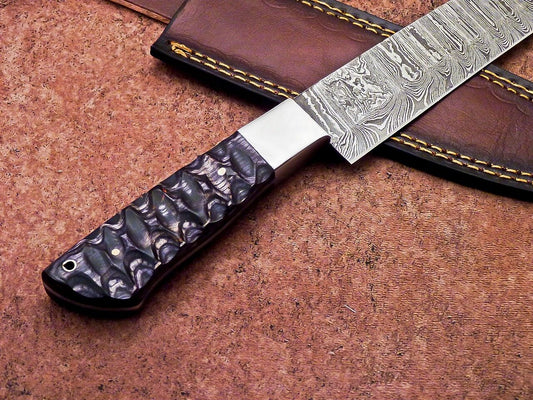 12" Professional Chef Knife Damascus Blade Kitchen Knife – Wood Handle with Sheath