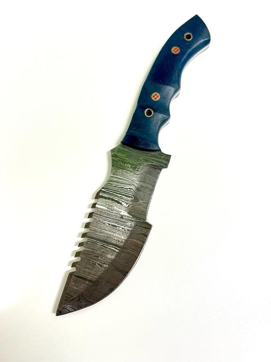 Handmade Custom Tracker Knife Micarta Handle Damascus Steel Camping Hunting Knife with Sheath