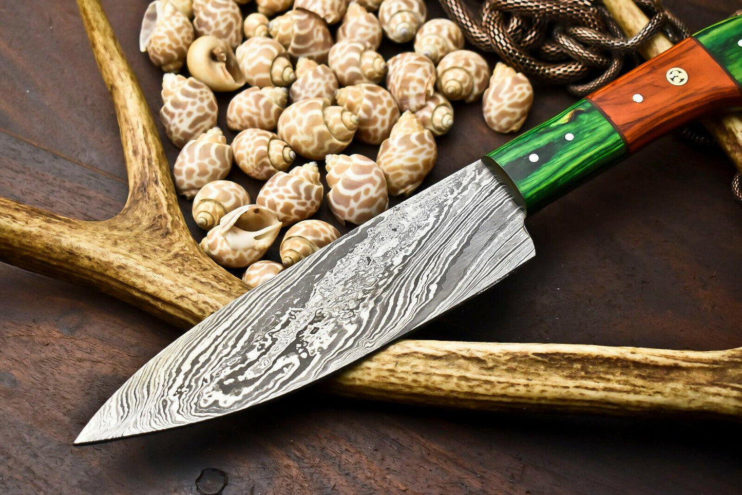 13" Hand Made Damascus Steel Chef Knife | Full Tang Hard Wood Handle