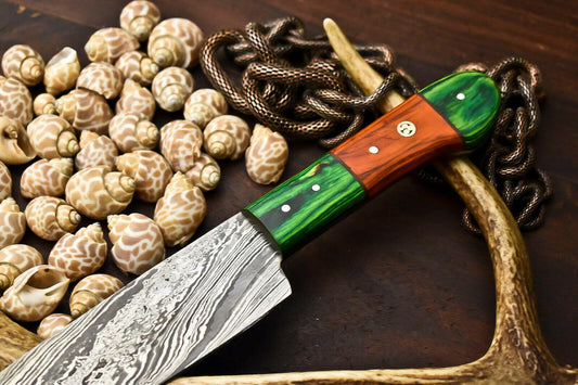 13" Hand Made Damascus Steel Chef Knife | Full Tang Hard Wood Handle