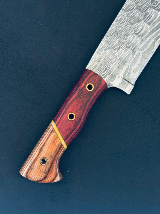 13" Fire Storm Damascus Steel Chef Knife – Handmade Kitchen Fillet Knife