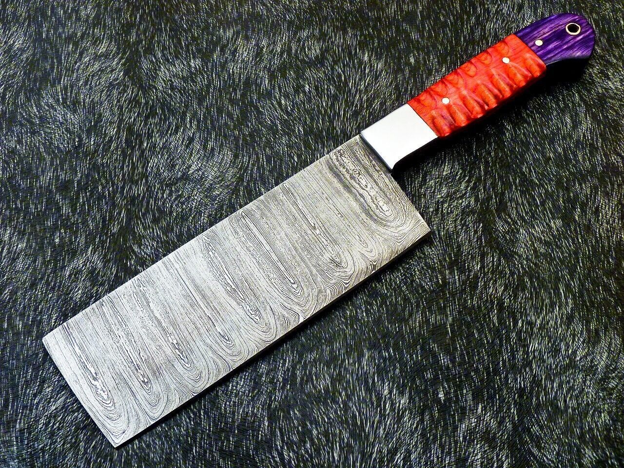 11" Handmade Damascus Steel Chopper Knife – Full Tang Chef Kitchen Knife with Hardwood Handle