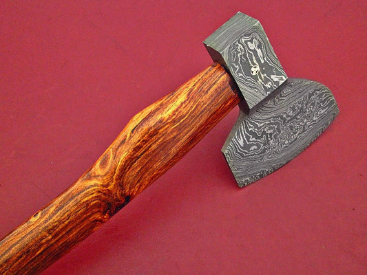 Custom Handmade Damascus Axe with Walnut Wood Handle – 16 Inch Full Tang