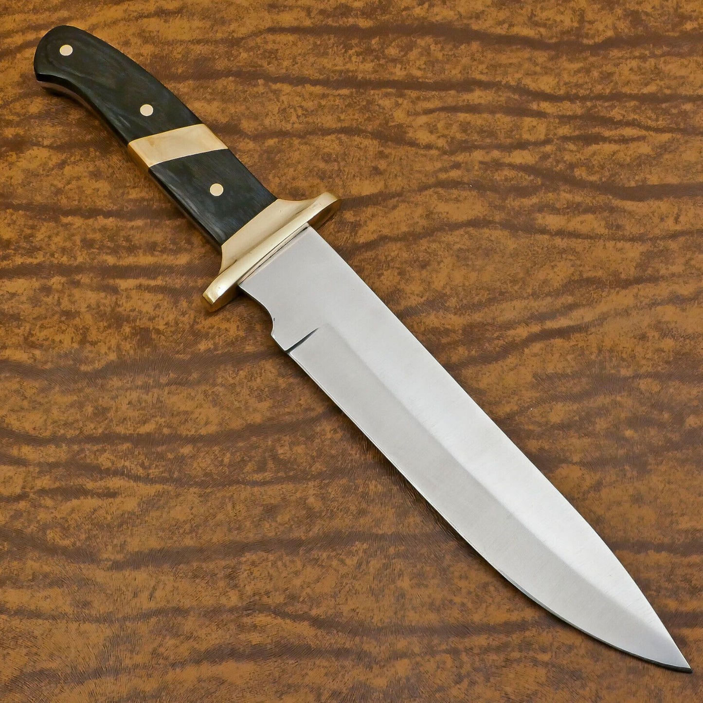 Handmade D2 Steel Drop Point Bowie EDC Hunting Knife with Pakka Wood Handle – 12 Inch Full Tang