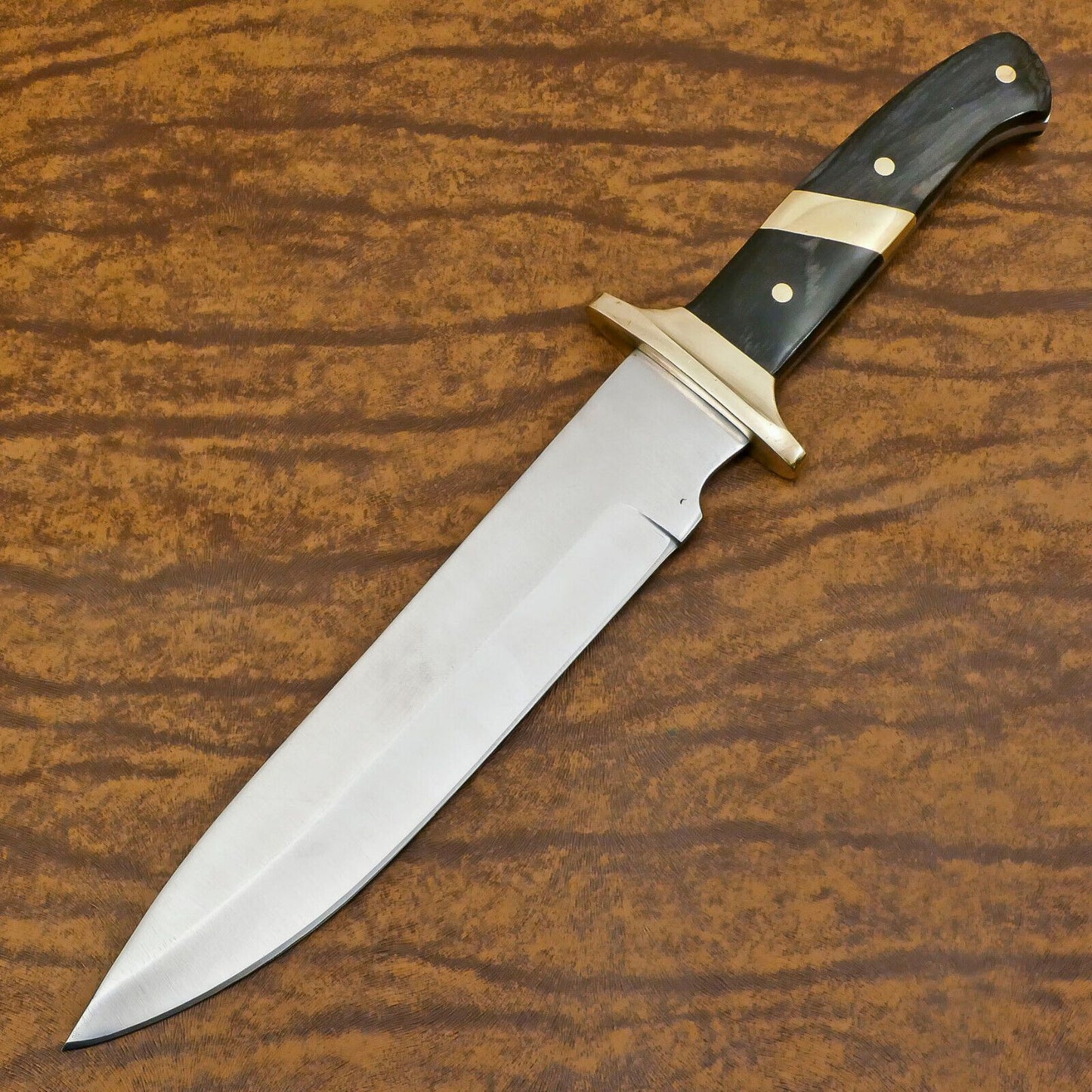 Handmade D2 Steel Drop Point Bowie EDC Hunting Knife with Pakka Wood Handle – 12 Inch Full Tang