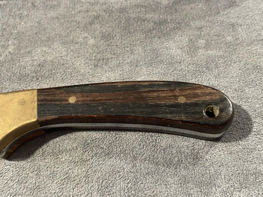 Skinner Knife – 8" Fixed Blade, Stainless Steel Drop Point, Ebony Wood Handle, Leather Sheath