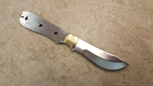 7.5" Fixed Blade Skinner Knife Blank 3.5" Stainless Steel Full Tang with Brass Guard