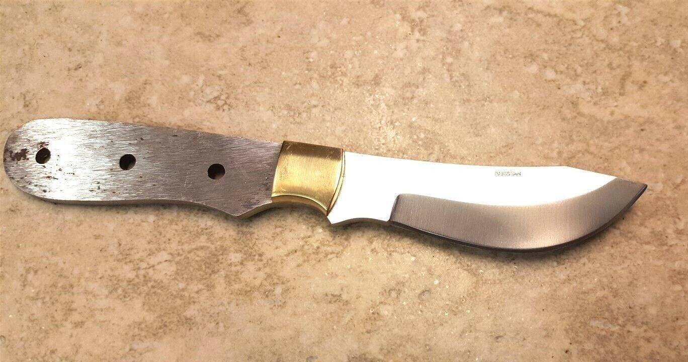 7.5" Fixed Blade Skinner Knife Blank 3.5" Stainless Steel Full Tang with Brass Guard