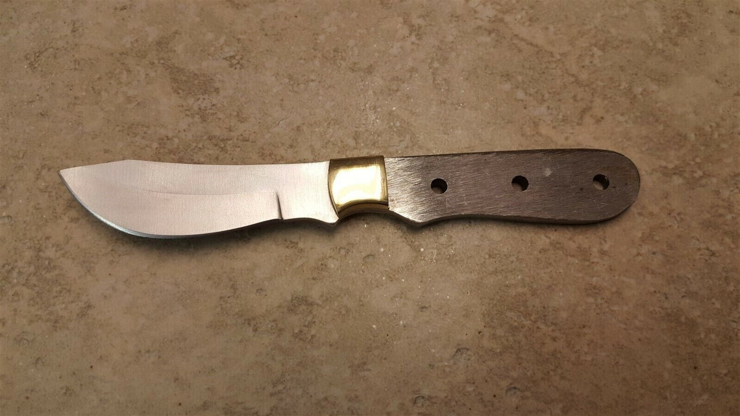 7.5" Fixed Blade Skinner Knife Blank 3.5" Stainless Steel Full Tang with Brass Guard