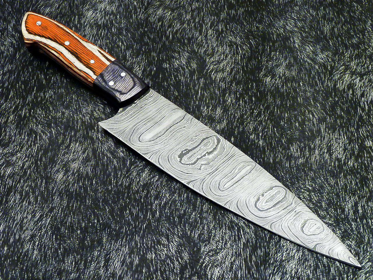 13.0" Handmade Damascus Steel Chef Knife – Professional Kitchen Knife with Hardwood Handle