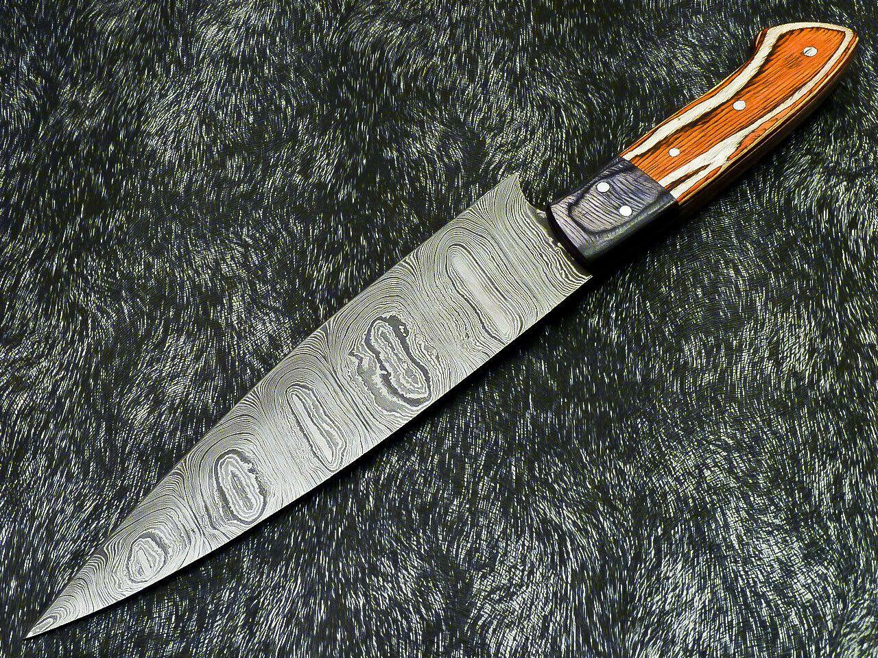 13.0" Handmade Damascus Steel Chef Knife – Professional Kitchen Knife with Hardwood Handle