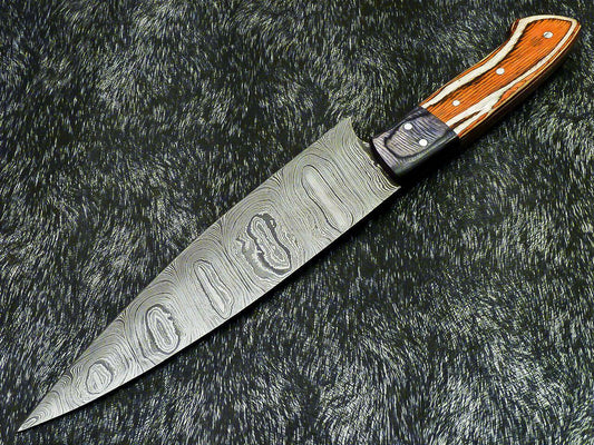 13.0" Handmade Damascus Steel Chef Knife – Professional Kitchen Knife with Hardwood Handle