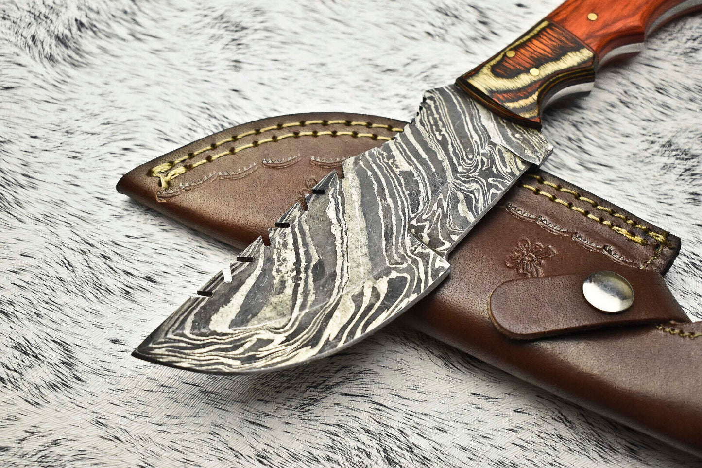 Rare Handmade Damascus Blade Camping Tracker Full Tang Knife | Survival & Hunting