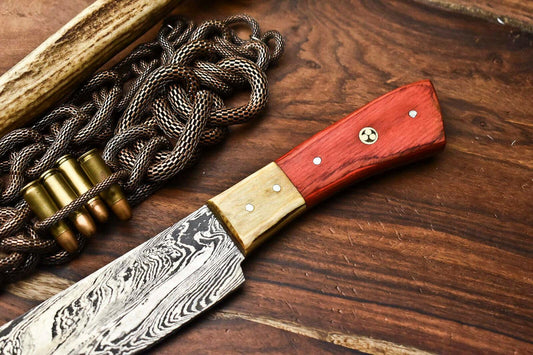 Hand Made Damascus Steel Blade Chef Kitchen Full Tang Knife | Hard Wood