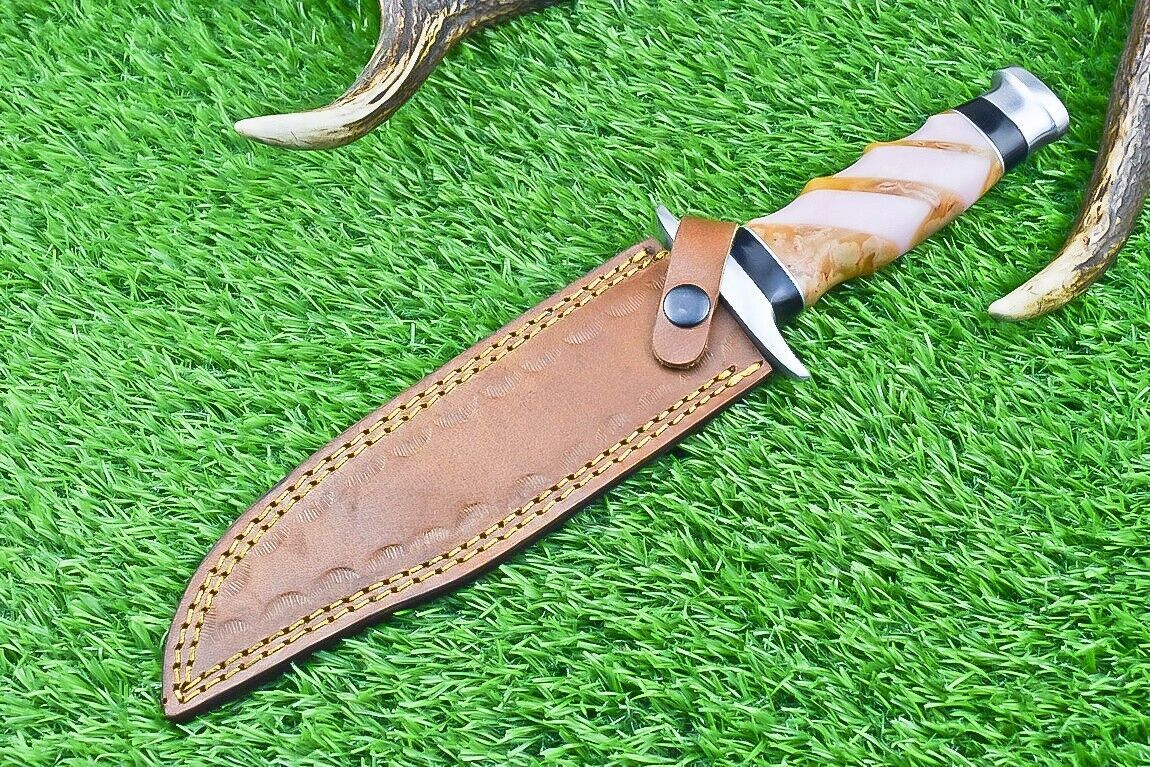 12 Inch Custom Damascus Steel Bowie Knife with Resin Handle