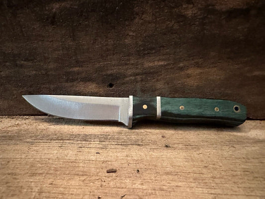 6.25" Little Skinner Hunting Knife – Stainless Steel Blade, Wooden Handle, Leather Sheath