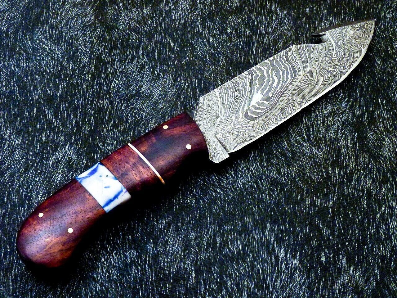 Heritage Forge Damascus Steel Full Tang Bowie Knife with Resin and Wood Handle