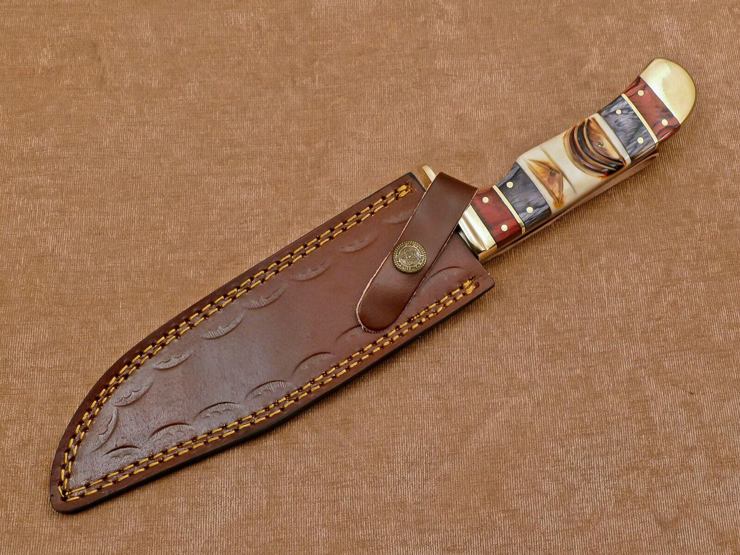 Handmade 12-Inch D2 Clip Point Full Tang Bowie Hunting Knife with Sheath – Outdoor Survival