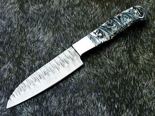 9" Custom Hand Forged Damascus Steel Chef Knife – Handmade Kitchen Knife with Resin Handle