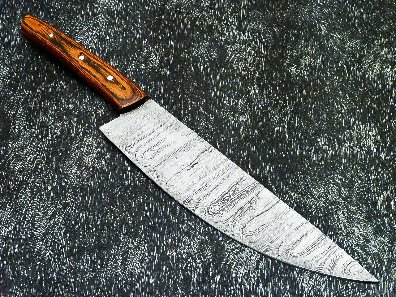 13" Professional Kitchen Chef Knife – Handmade Damascus Steel with Hard Wood Handle