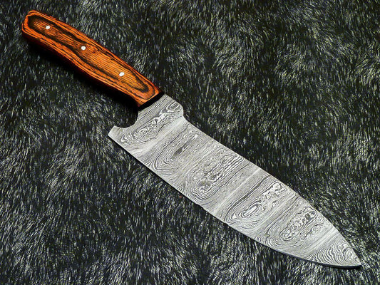12" Professional Damascus Steel Chef Knife – Handmade Blade with Hardwood Handle