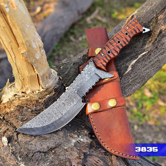 12 Inch Tactical Damascus Steel Rambo Bowie Knife with Full Tang Survival Design