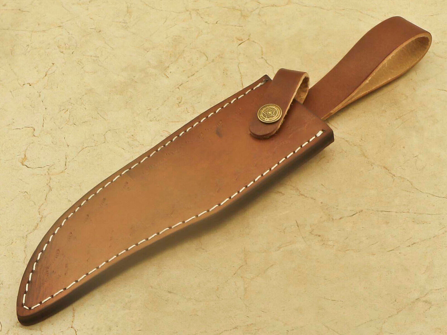12.5" Damascus Steel Knife Damascus Bowie Knife With Rosewood & Pakka Wood Handle