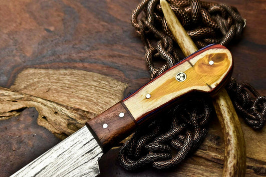 Handmade Damascus Steel Chef Knife – Full Tang Kitchen Blade with Hardwood Handle