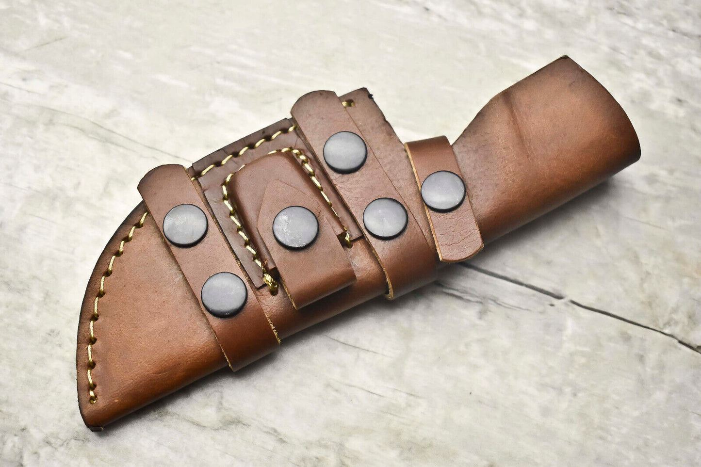 10" Handmade Damascus Steel Tracker Knife | Full Tang Camel Bone Handle with Leather Sheath