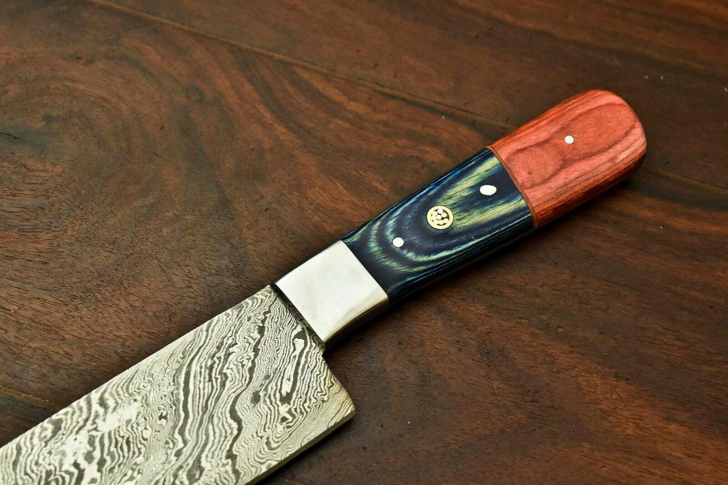 Handmade Damascus Chef Kitchen Knife – 13" Full Tang with Hardwood Handle