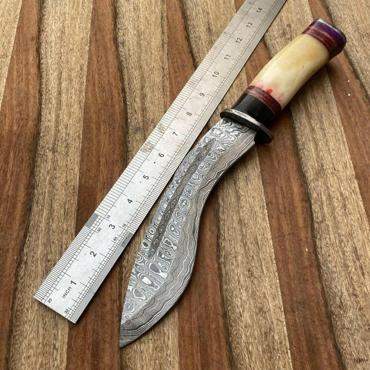 14" Everest Handmade Damascus Steel Bowie Hunting Knife with Sheath