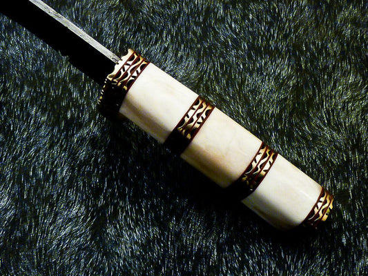 15" Handmade Twist Damascus Steel Bowie & Kukri Hunting Knife – Camel Bone Handle