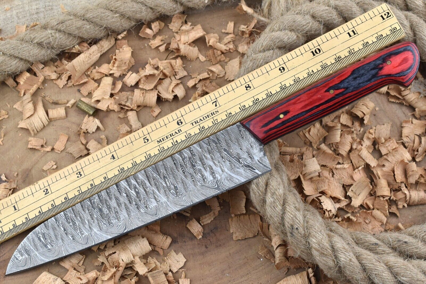 Damascus Steel Kitchen Chef Knife – Red & Black Dollar Thappa Handle