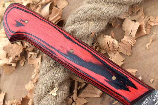 Damascus Steel Kitchen Chef Knife – Red & Black Dollar Thappa Handle