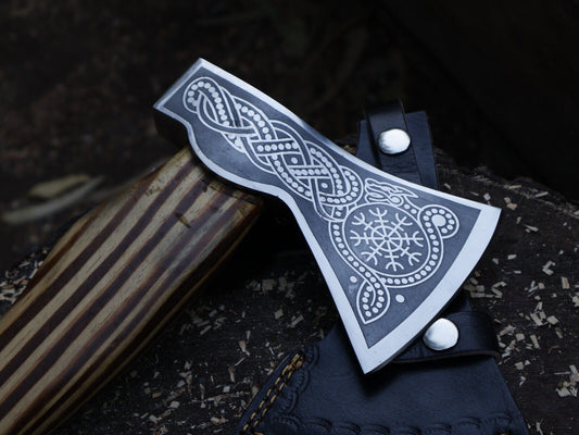 Handmade 20 Inch Viking Axe with Carbon Steel Blade and Ash Wood Handle