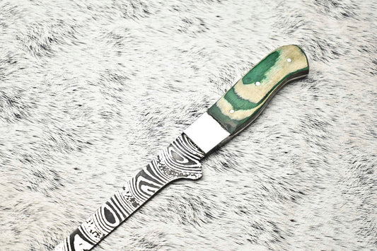 Fine Custom Handmade Damascus Steel Chef Knife – 11" Full Tang Sport Kitchen Knife with Leather Sheath