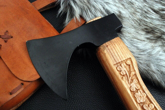 Handmade Carbon Steel Viking Throwing Tomahawk Axe Hatchet with Leather Sheath
