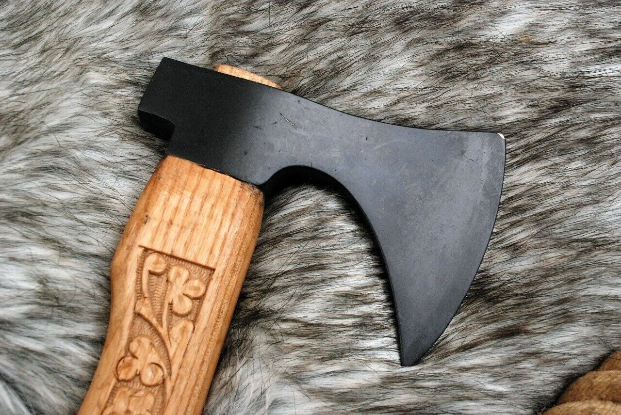 Handmade Carbon Steel Viking Throwing Tomahawk Axe Hatchet with Leather Sheath