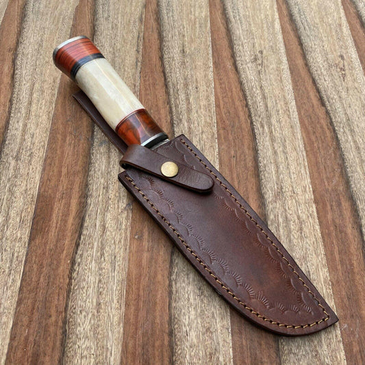 13" Everest Handmade Damascus Steel Bowie Hunting Knife W/Sheath