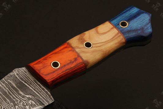 13.5 Inch Custom Handmade Damascus Hunting Knife with Wood Handle by Heritage Forge