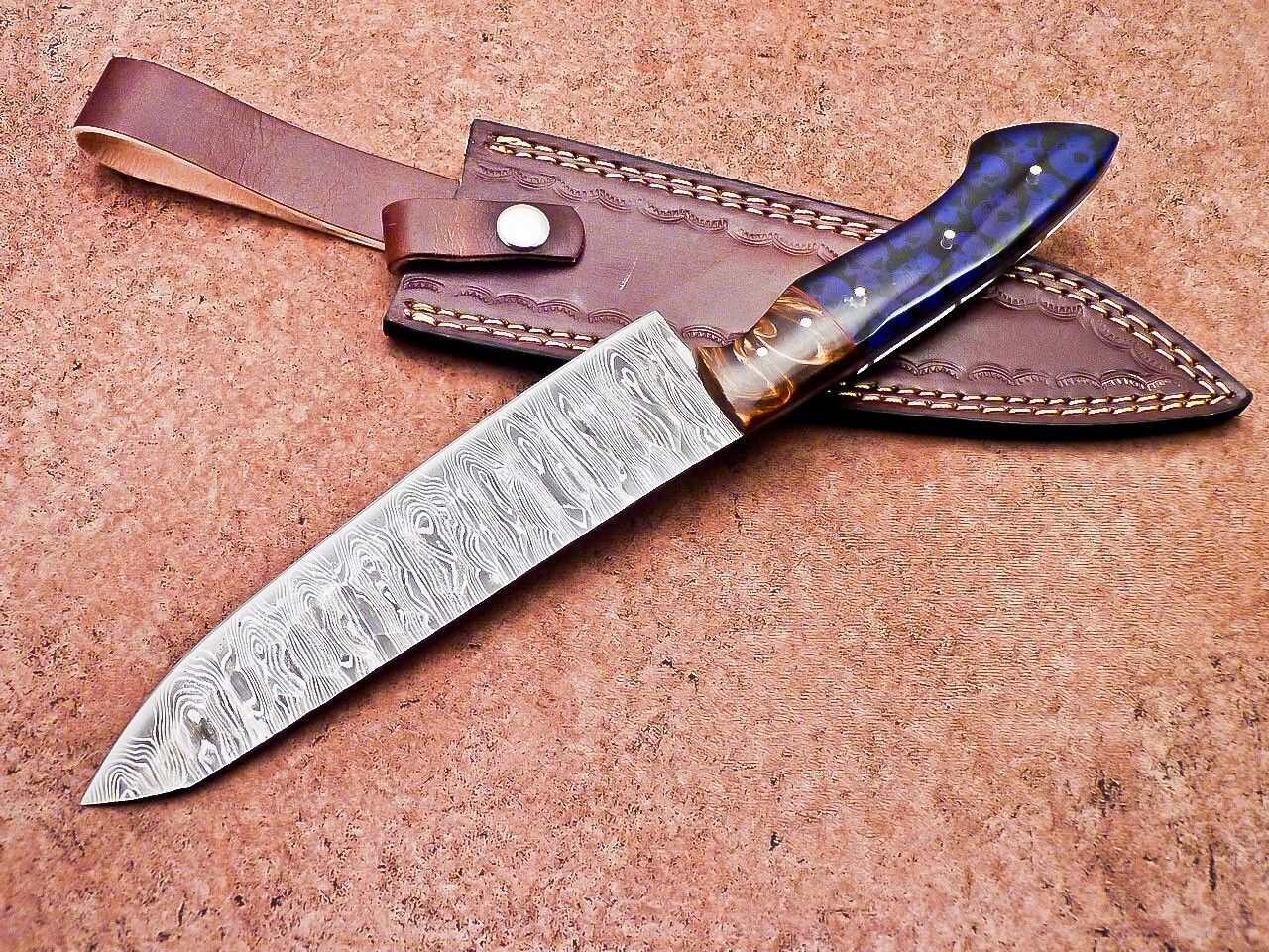 Professional Damascus Steel Chef Knife 13" Resin Handle Handmade