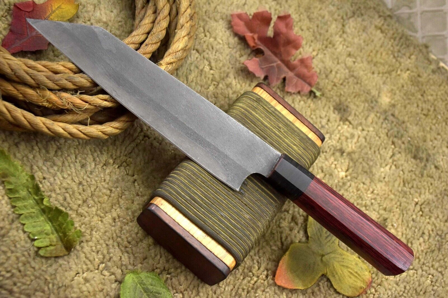 13.7" Custom Handmade Spring Steel 5160 Chef Knife with Wooden Handle