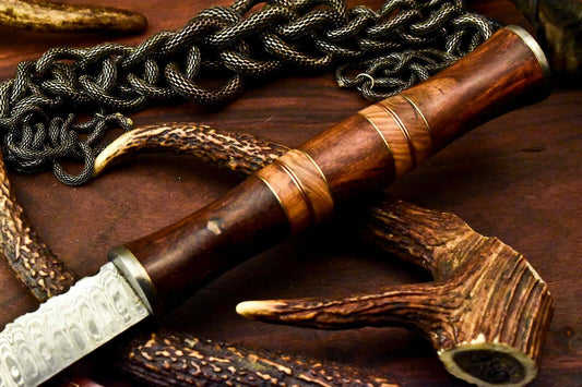 Rare Handmade Damascus Steel Viking Tomahawk Axe with Leather Sheath