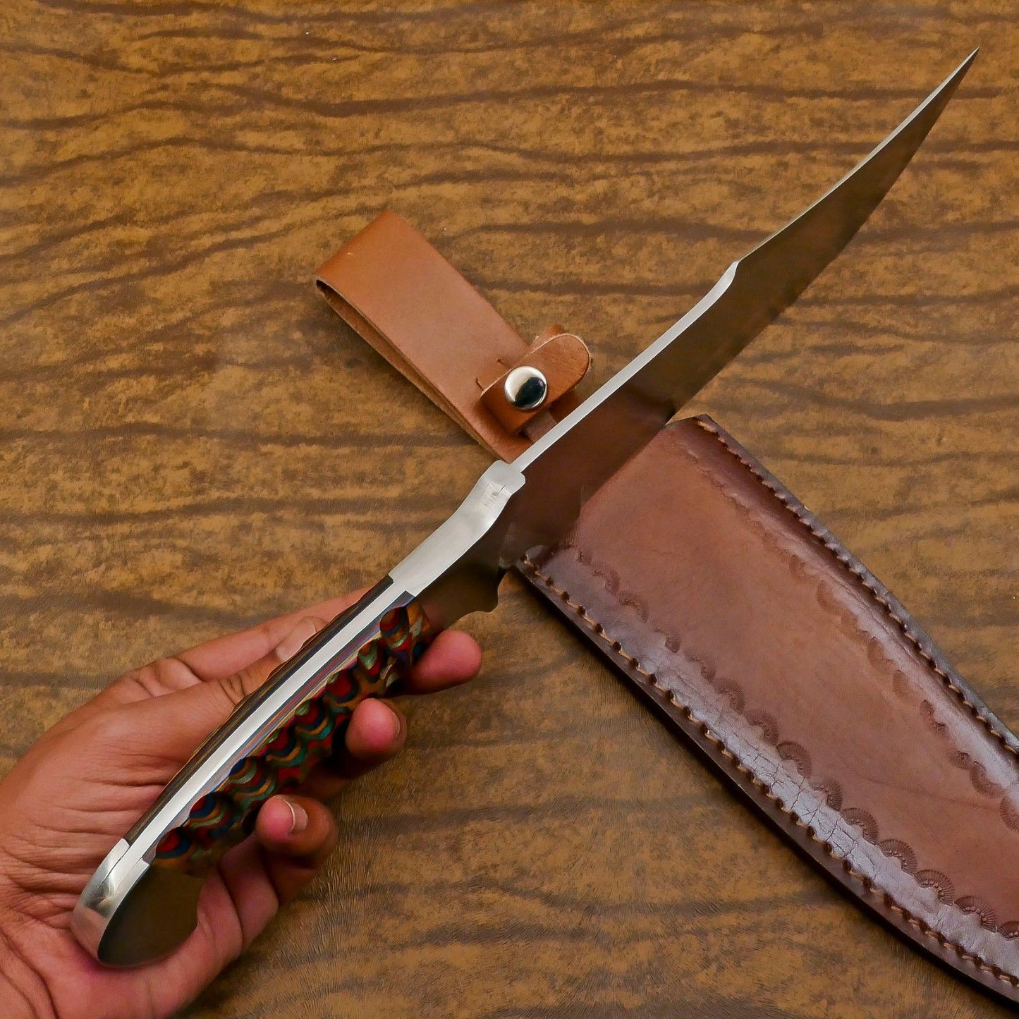 Handmade 12-Inch D2 Steel Full Tang Extra-Large Bowie Hunting & Outdoor Knife