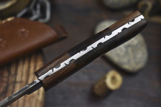 Twist Damascus Skinner Knife Corian Handle Micarta Bolster 9" Custom Hunter