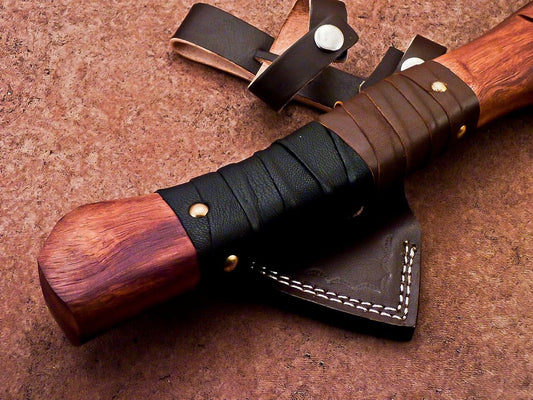 Hand Forged Bearded Viking Camping Hatchet 16 Inch Carbon Steel with Wood Handle