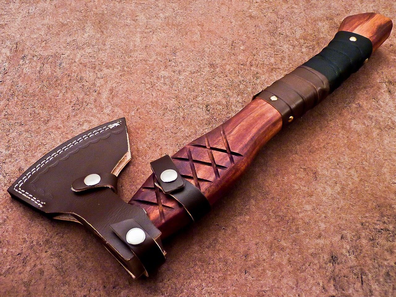 Hand Forged Bearded Viking Camping Hatchet 16 Inch Carbon Steel with Wood Handle